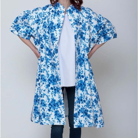 NWT Mille Josephine Blue White Coat size M Retail $372 - Picture 2 of 10